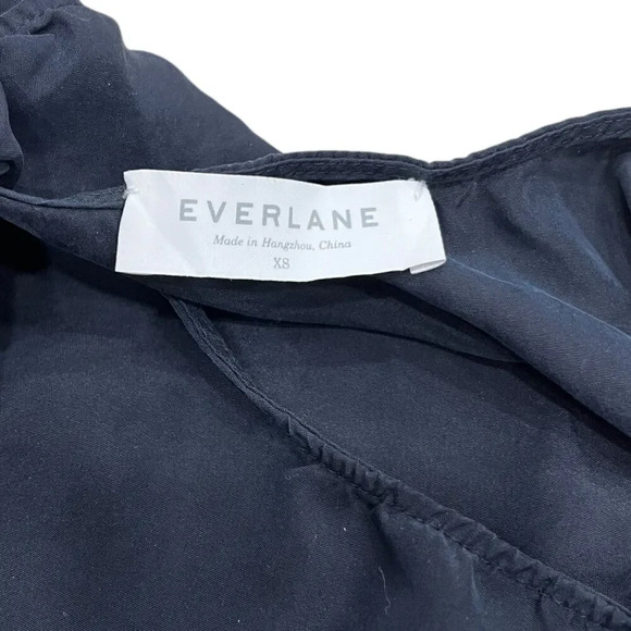 Everlane Navy Elevated Basic Crewneck Silk Rounded Tank Top XS - Picture 3 of 4